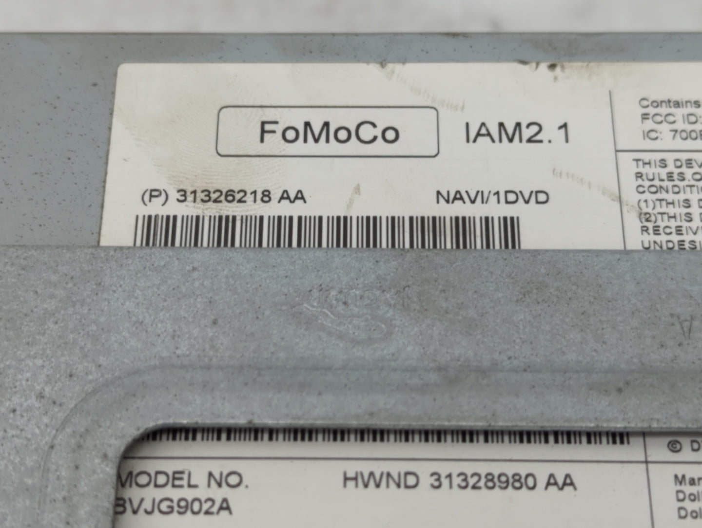 2012-2013 Jaguar Xf Radio AM FM Cd Player Receiver Replacement P/N:31326218AA Fits Fits 2012 2013 OEM Used Auto Parts - Oemu
