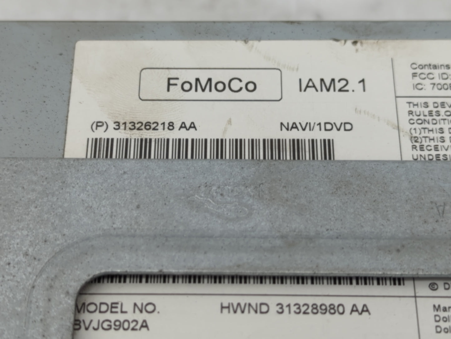 2012-2013 Jaguar Xf Radio AM FM Cd Player Receiver Replacement P/N:31326218AA Fits Fits 2012 2013 OEM Used Auto Parts - Oemu
