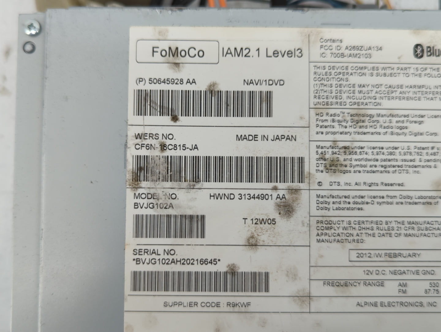 2012-2013 Jaguar Xf Am Fm Cd Player Radio Receiver - Oemusedautoparts1.com