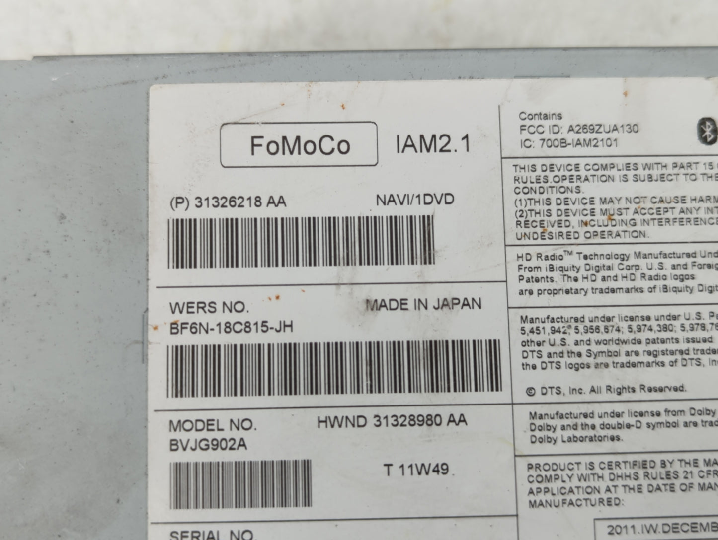 2011-2015 Jaguar Xj Am Fm Cd Player Radio Receiver - Oemusedautoparts1.com