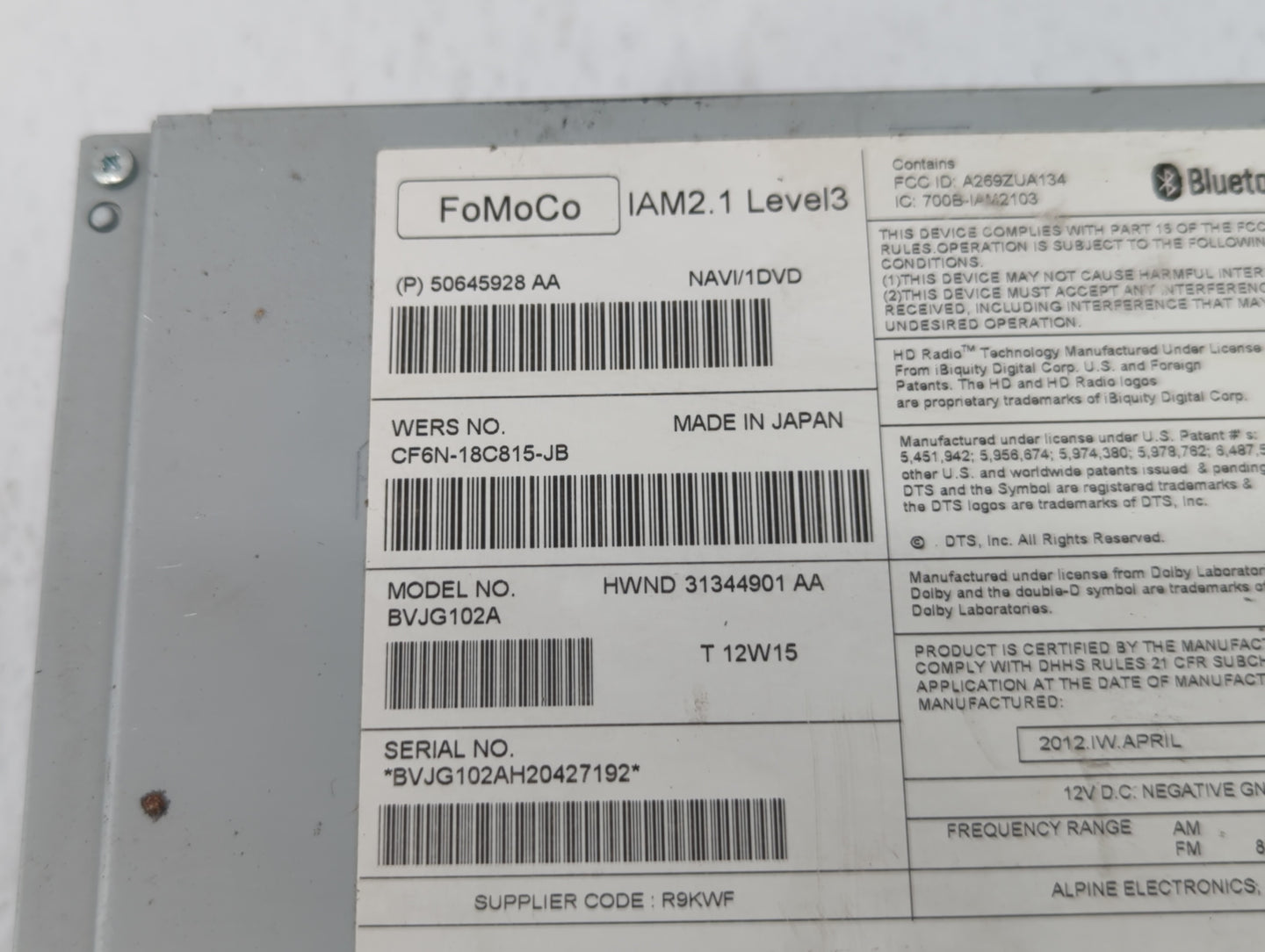 2011-2015 Jaguar Xj Am Fm Cd Player Radio Receiver - Oemusedautoparts1.com