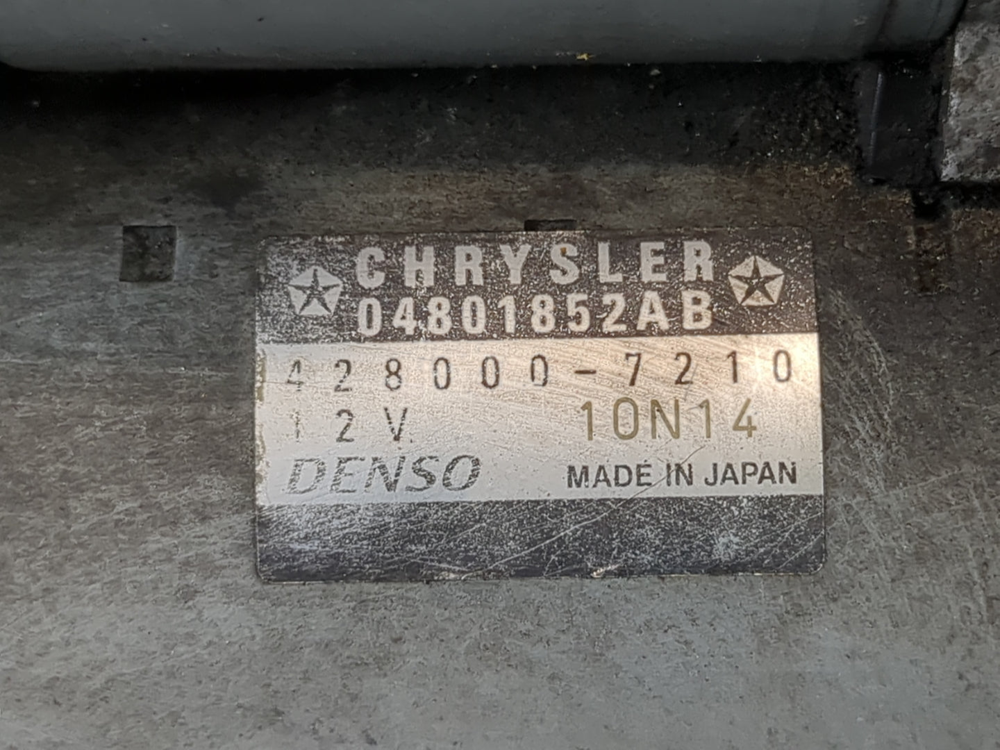 2011-2012 Jeep Grand Cherokee Car Starter Motor Solenoid OEM P/N:428000-7210 04801852AB Fits Fits 2011 2012 OEM Used Auto Pa