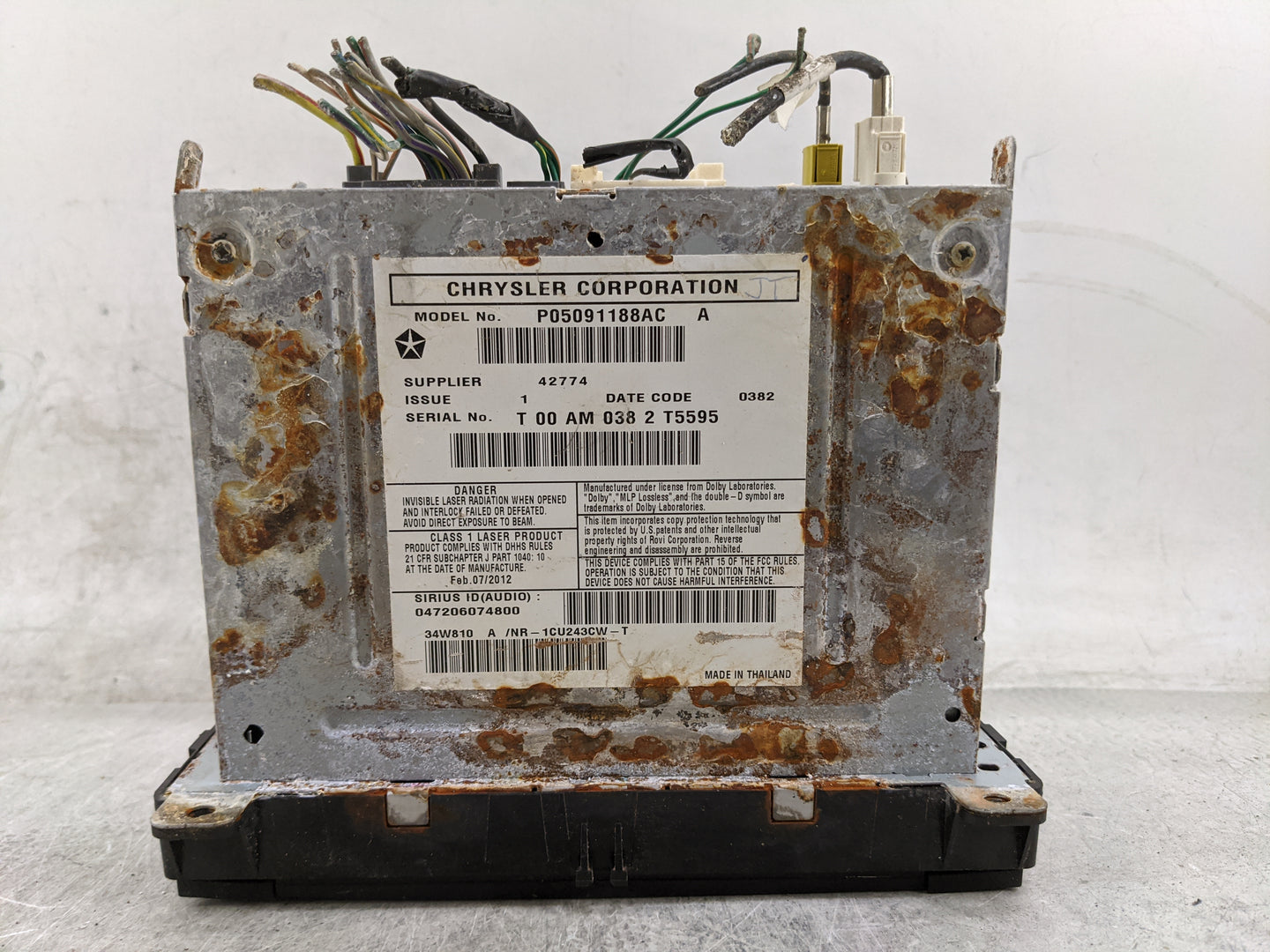 2012 Jeep Grand Cherokee Radio AM FM Cd Player Receiver Replacement P/N:P05091188AC Fits OEM Used Auto Parts - Oemusedautopa