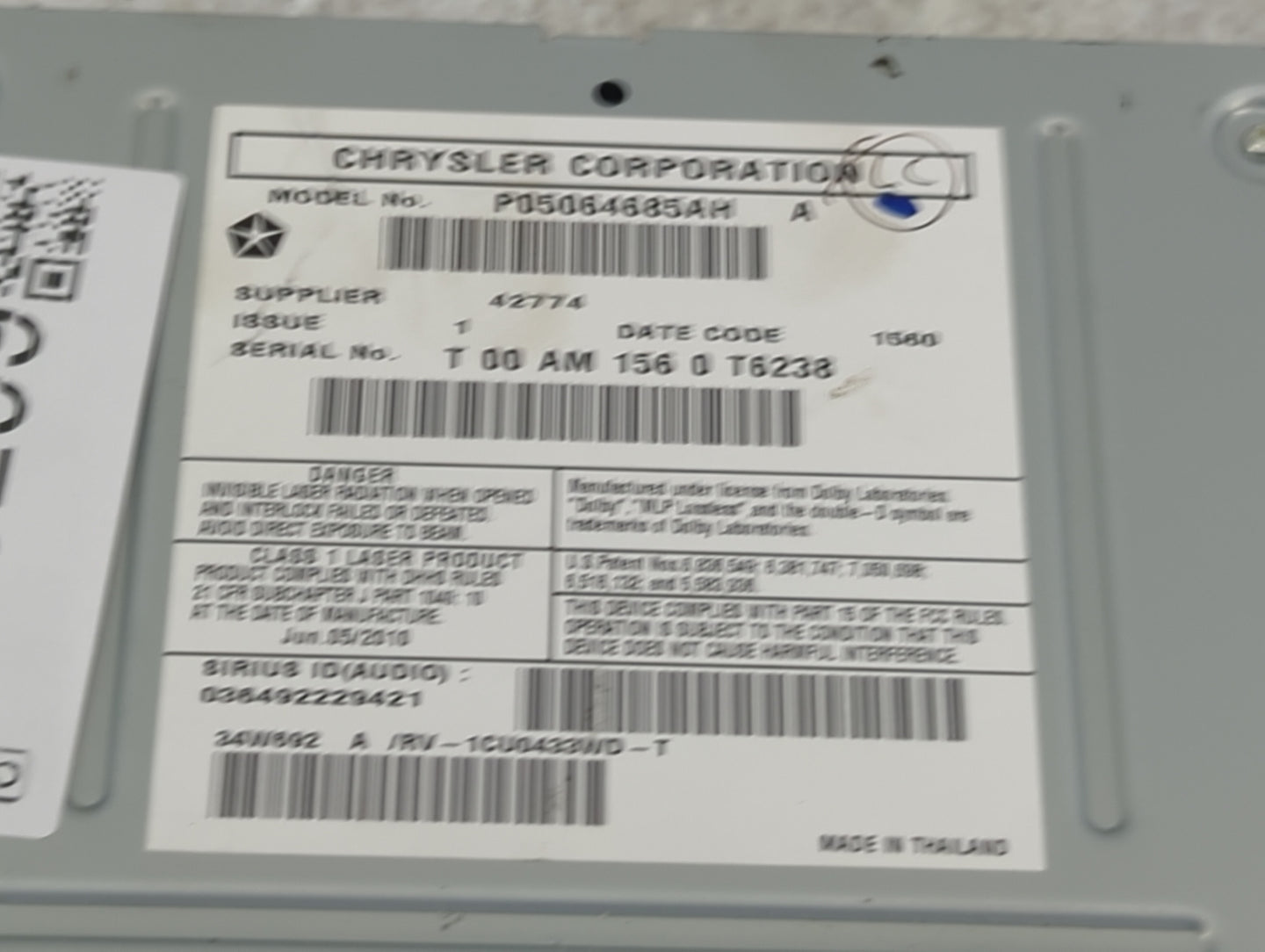 2012 Jeep Grand Cherokee Radio AM FM Cd Player Receiver Replacement P/N:P05064685AH Fits OEM Used Auto Parts - Oemusedautopa