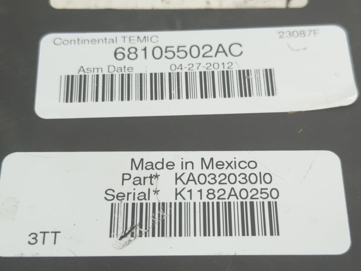 2012-2012 Jeep Liberty Fusebox Fuse Box Relay Module Tipm 68105502ac - Oemusedautoparts1.com