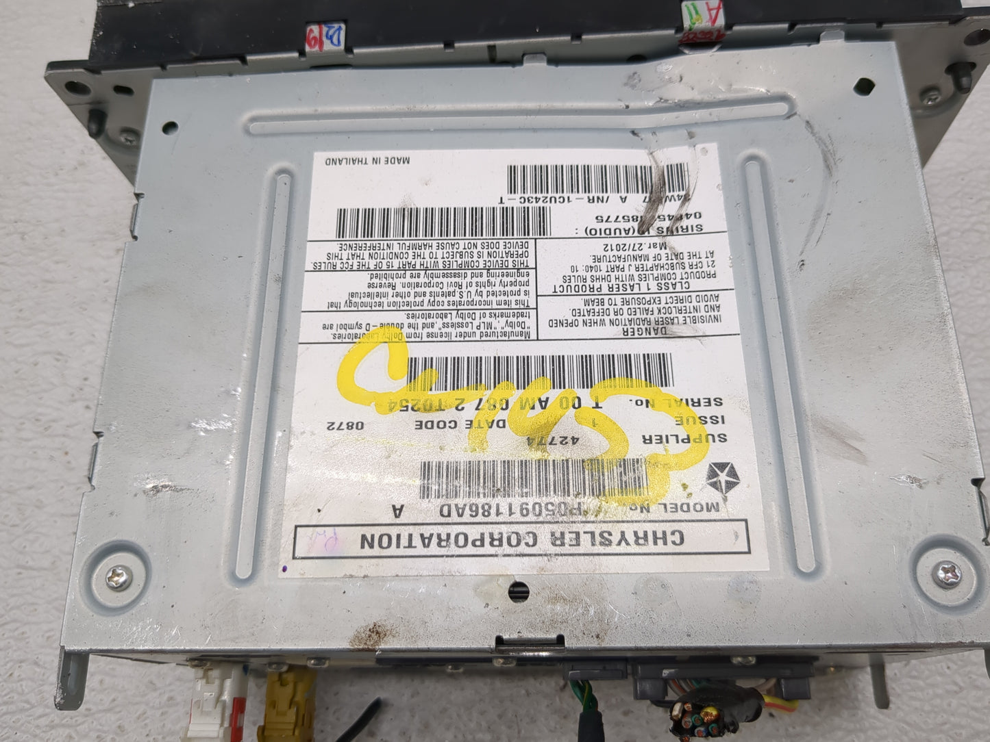 2012-2014 Jeep Wrangler Radio AM FM Cd Player Receiver Replacement P/N:P05091186AD Fits Fits 2012 2013 2014 OEM Used Auto Pa