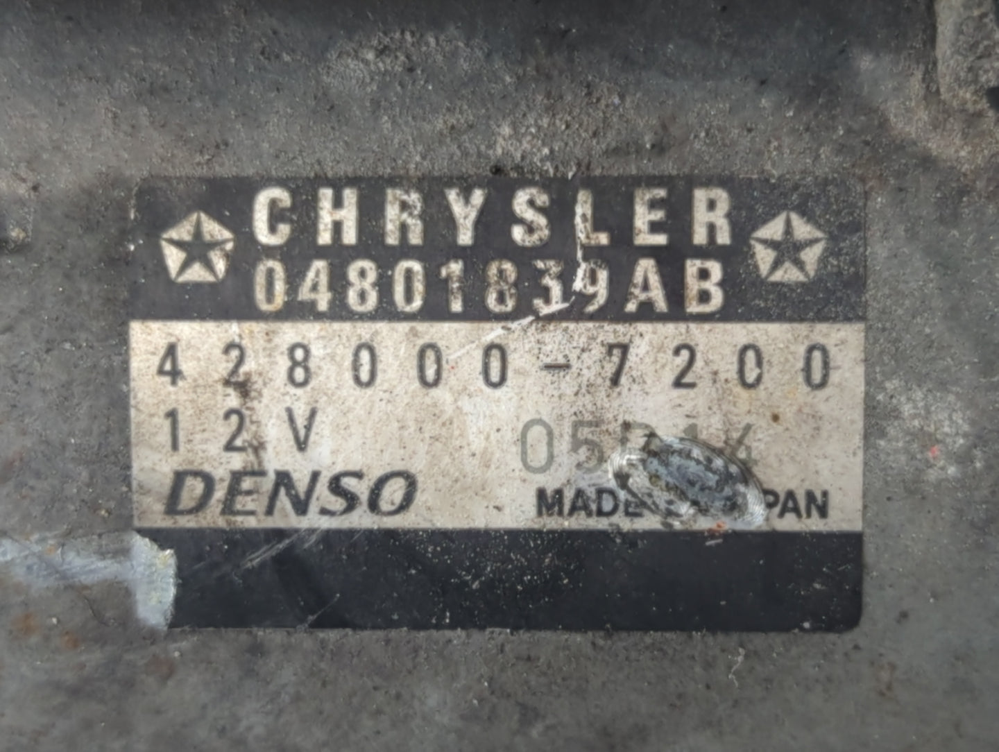 2012-2022 Jeep Wrangler Car Starter Motor Solenoid OEM P/N:428000-7200 04801839AB Fits OEM Used Auto Parts - Oemusedautopart