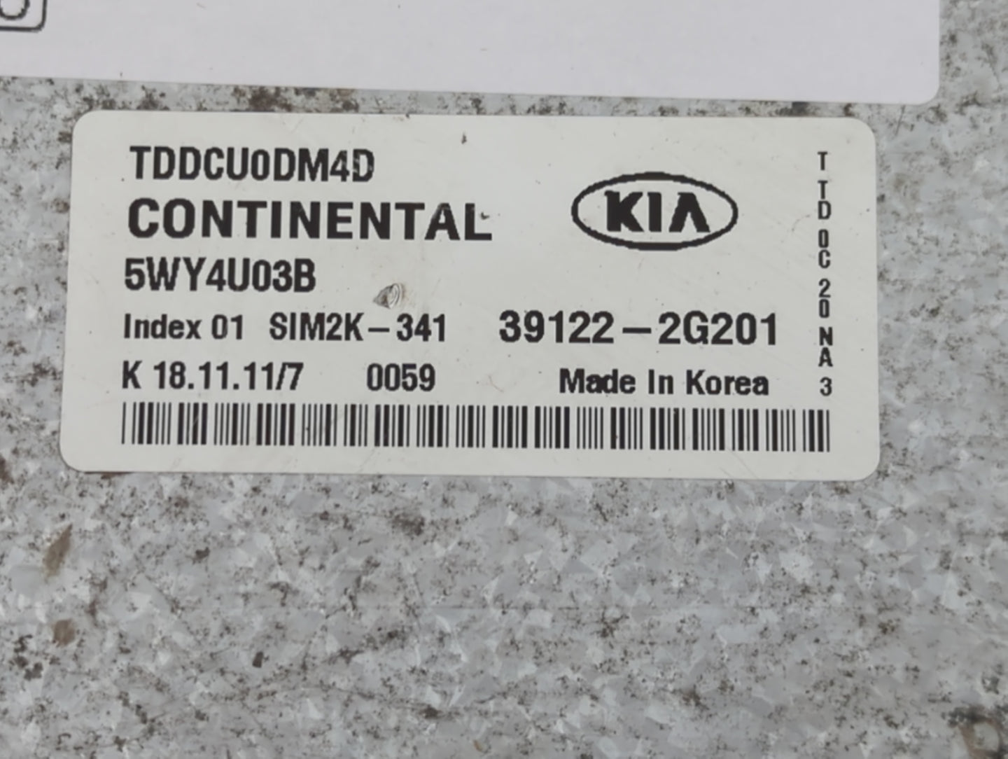 2011-2013 Kia Forte PCM Engine Control Computer ECU ECM PCU OEM P/N:39122-2G201 Fits Fits 2011 2012 2013 OEM Used Auto Parts