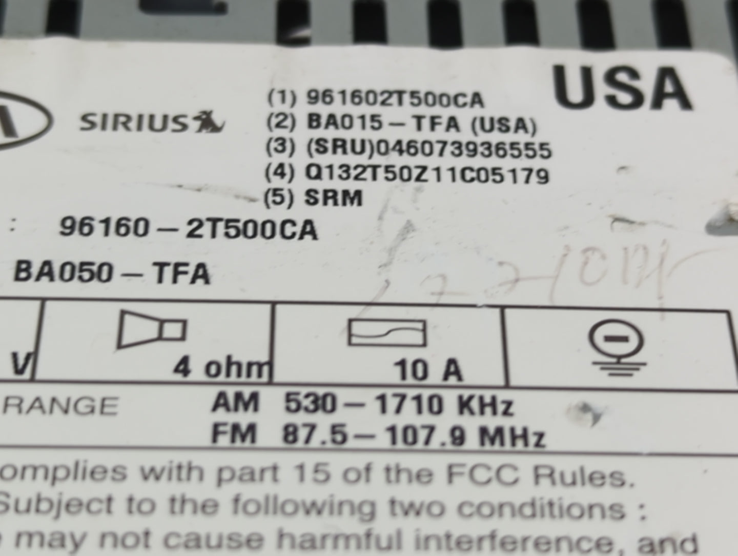 2012-2013 Kia Optima Radio AM FM Cd Player Receiver Replacement P/N:96160-2T500CA Fits Fits 2012 2013 OEM Used Auto Parts - 
