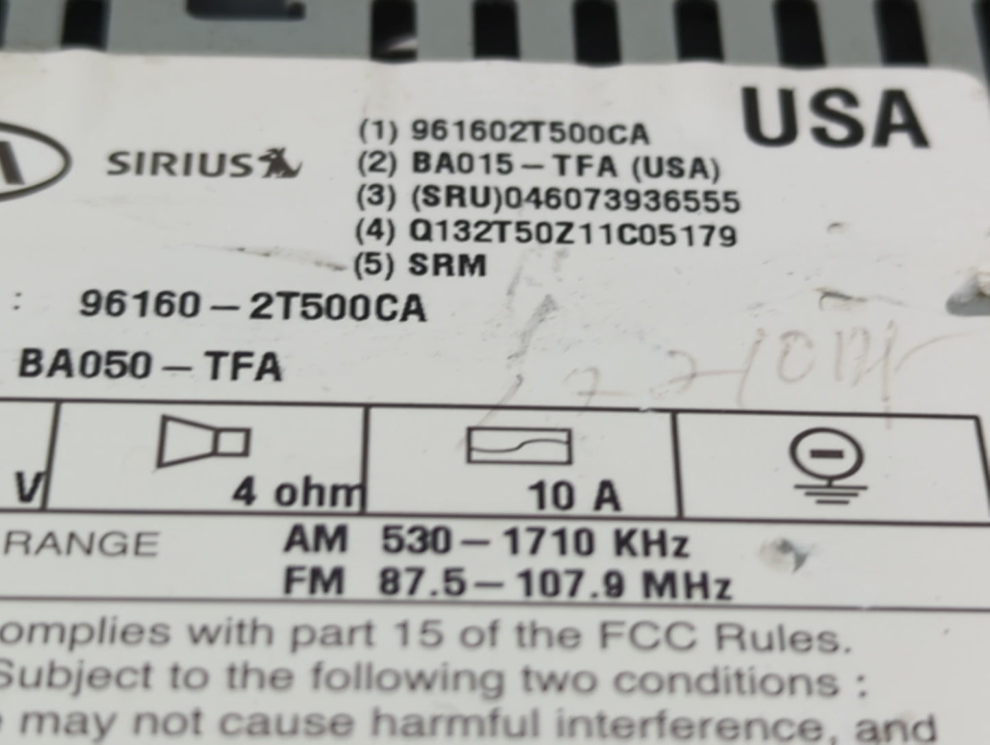 2012-2013 Kia Optima Radio AM FM Cd Player Receiver Replacement P/N:96160-2T500CA Fits Fits 2012 2013 OEM Used Auto Parts - 