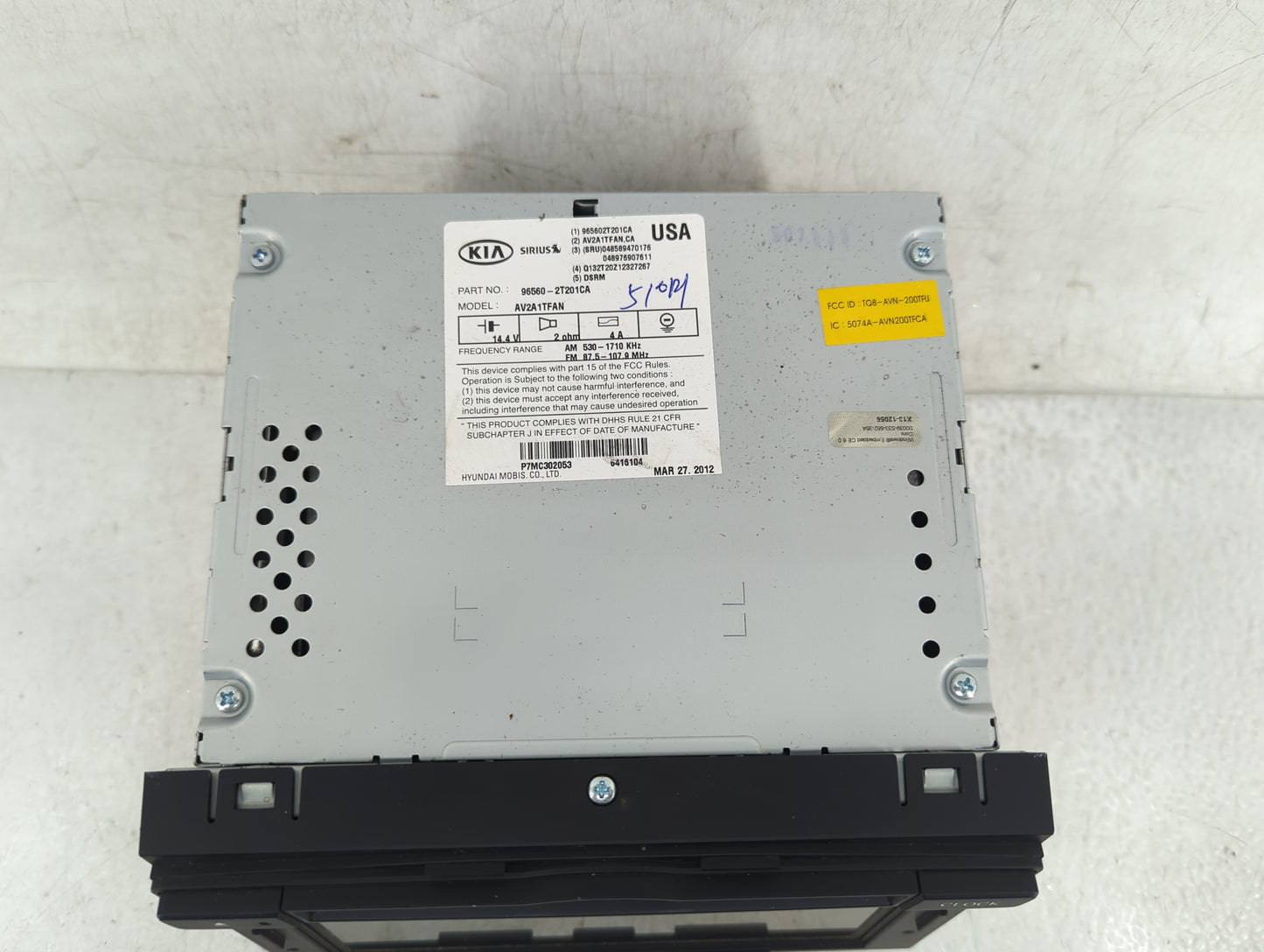 2011-2013 Kia Optima Radio AM FM Cd Player Receiver Replacement P/N:96560-2T201CA Fits Fits 2011 2012 2013 OEM Used Auto Par