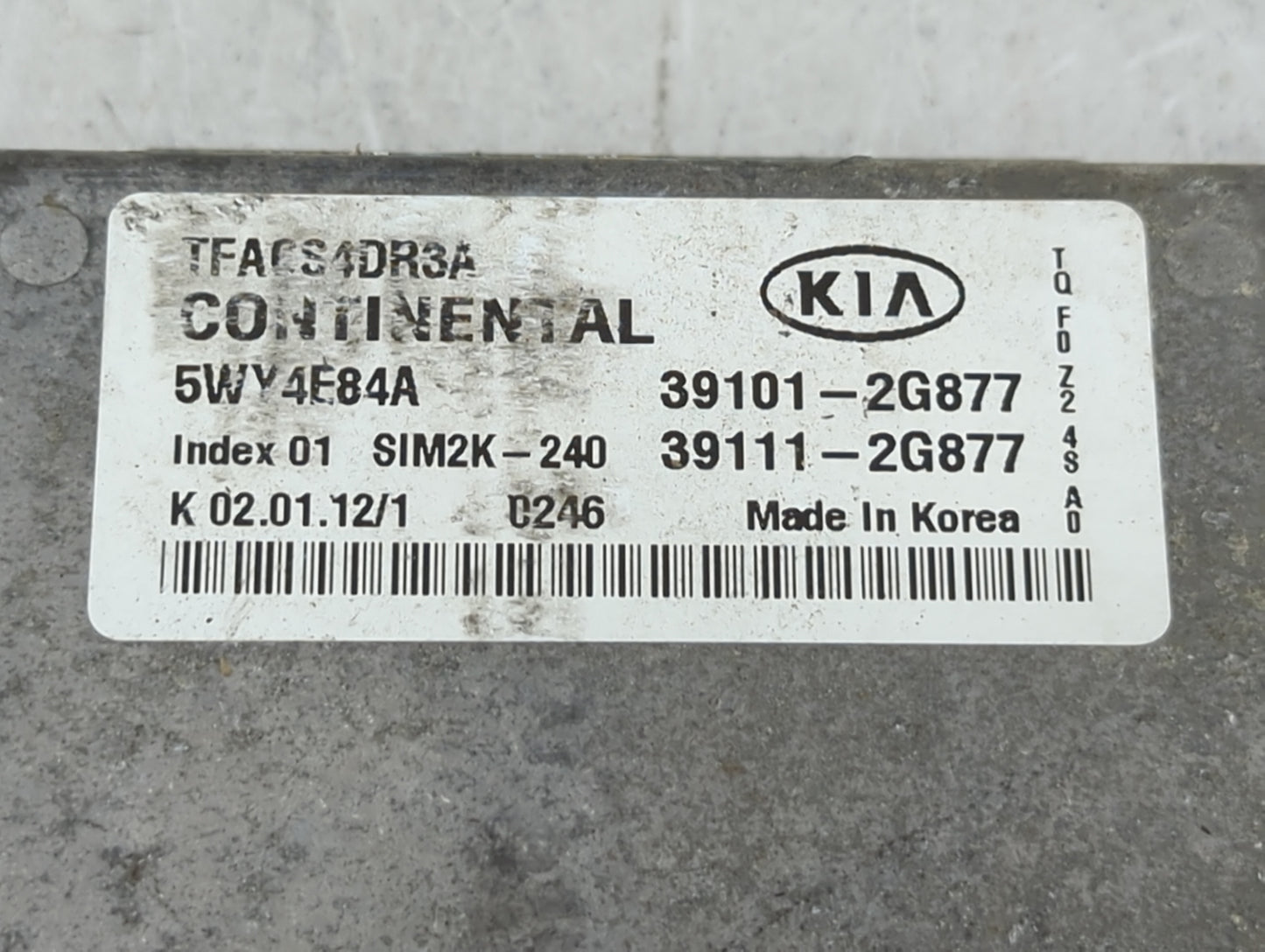 2011-2013 Kia Optima PCM Engine Control Computer ECU ECM PCU OEM P/N:39101-2G877 39111-2G877, 5WY4E84A Fits Fits 2011 2012 2