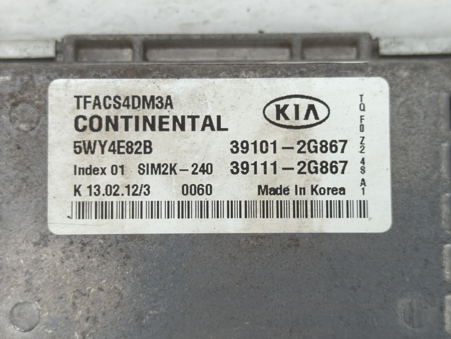 2011-2013 Kia Optima PCM Engine Control Computer ECU ECM PCU OEM P/N:39111-2G867 39101-2G867, 39111-2G890 Fits Fits 2011 201