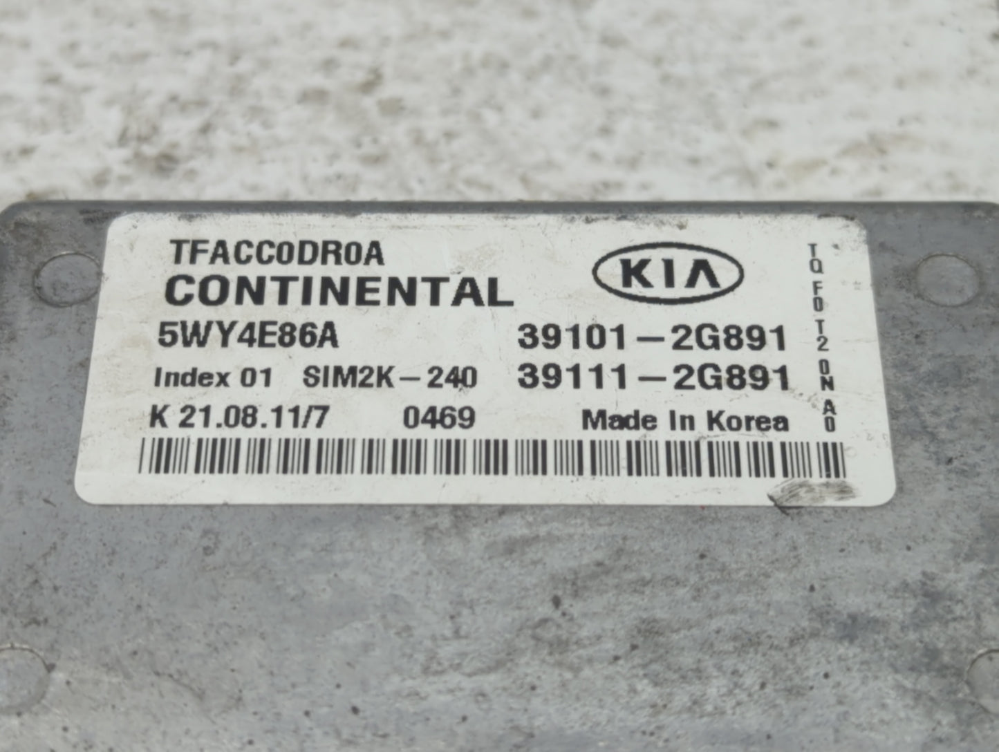2011-2013 Kia Optima PCM Engine Control Computer ECU ECM PCU OEM P/N:39111-2G891 39101-2G891, 39111-2G893 Fits Fits 2011 201