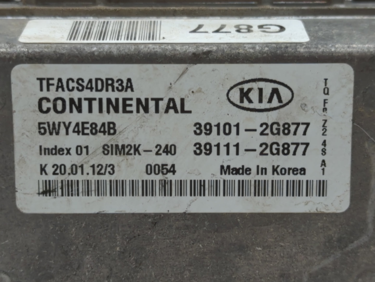 2011-2013 Kia Optima PCM Engine Control Computer ECU ECM PCU OEM P/N:39111-2G877 39101-2G877 Fits Fits 2011 2012 2013 OEM Us