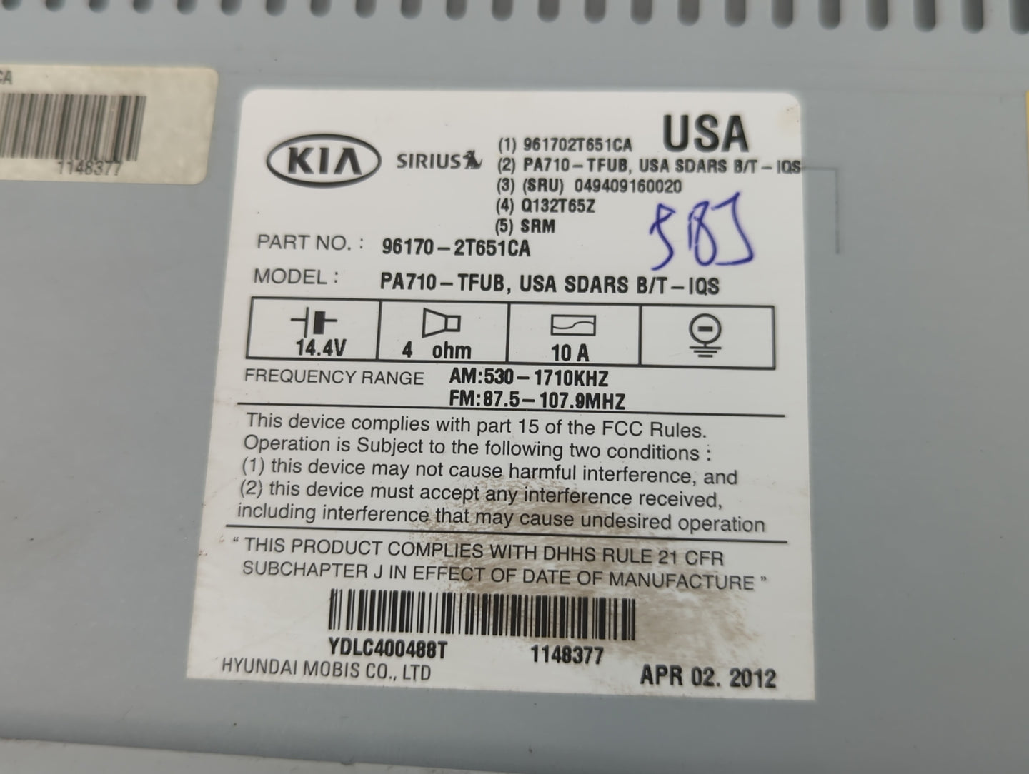 2011-2013 Kia Optima Am Fm Cd Player Radio Receiver - Oemusedautoparts1.com