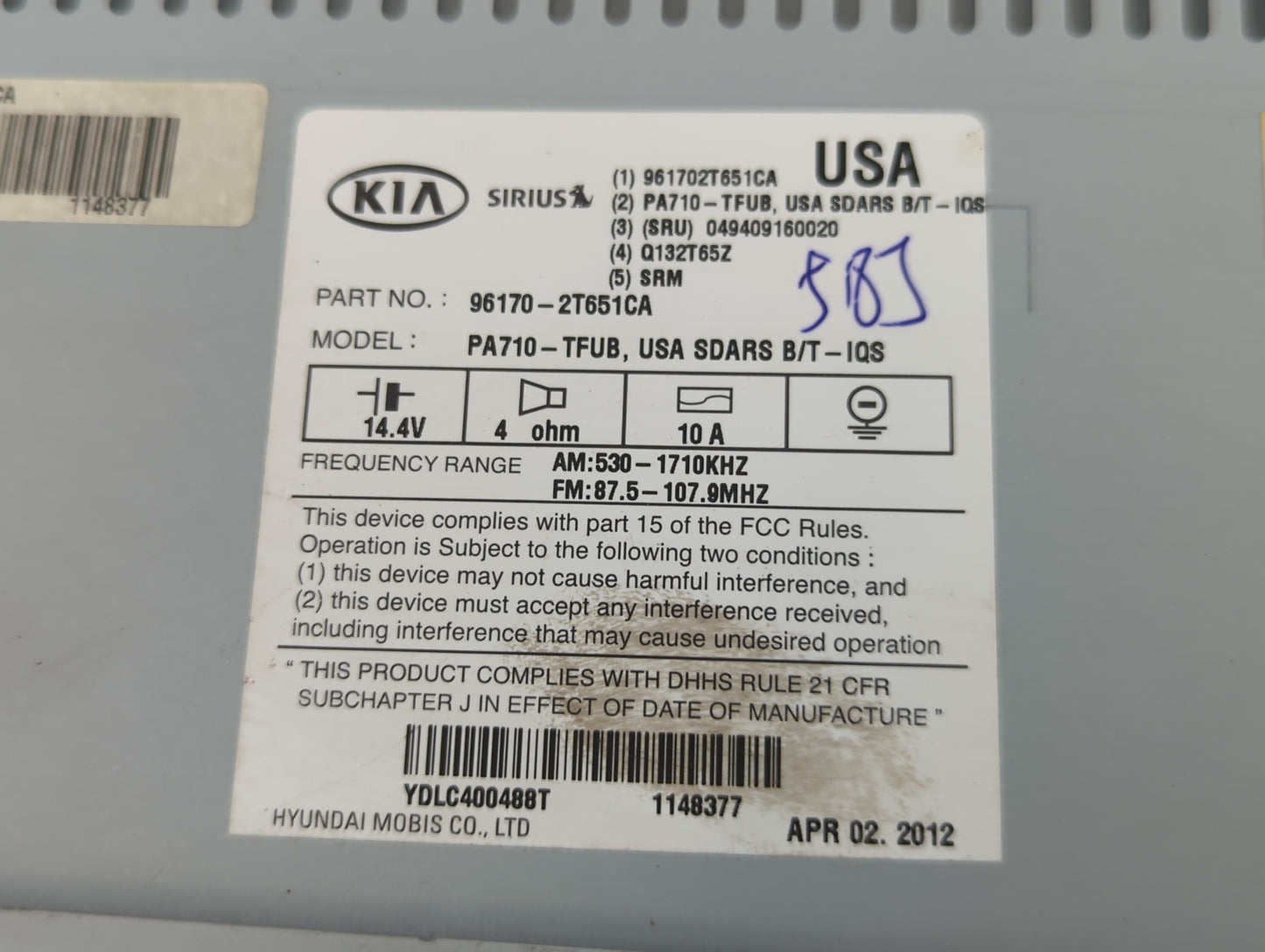 2011-2013 Kia Optima Am Fm Cd Player Radio Receiver - Oemusedautoparts1.com