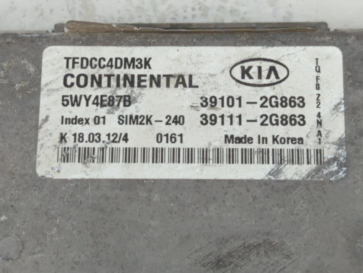 2011-2013 Kia Optima PCM Engine Control Computer ECU ECM PCU OEM P/N:39111-2G863 39101-2G863 Fits Fits 2011 2012 2013 OEM Us