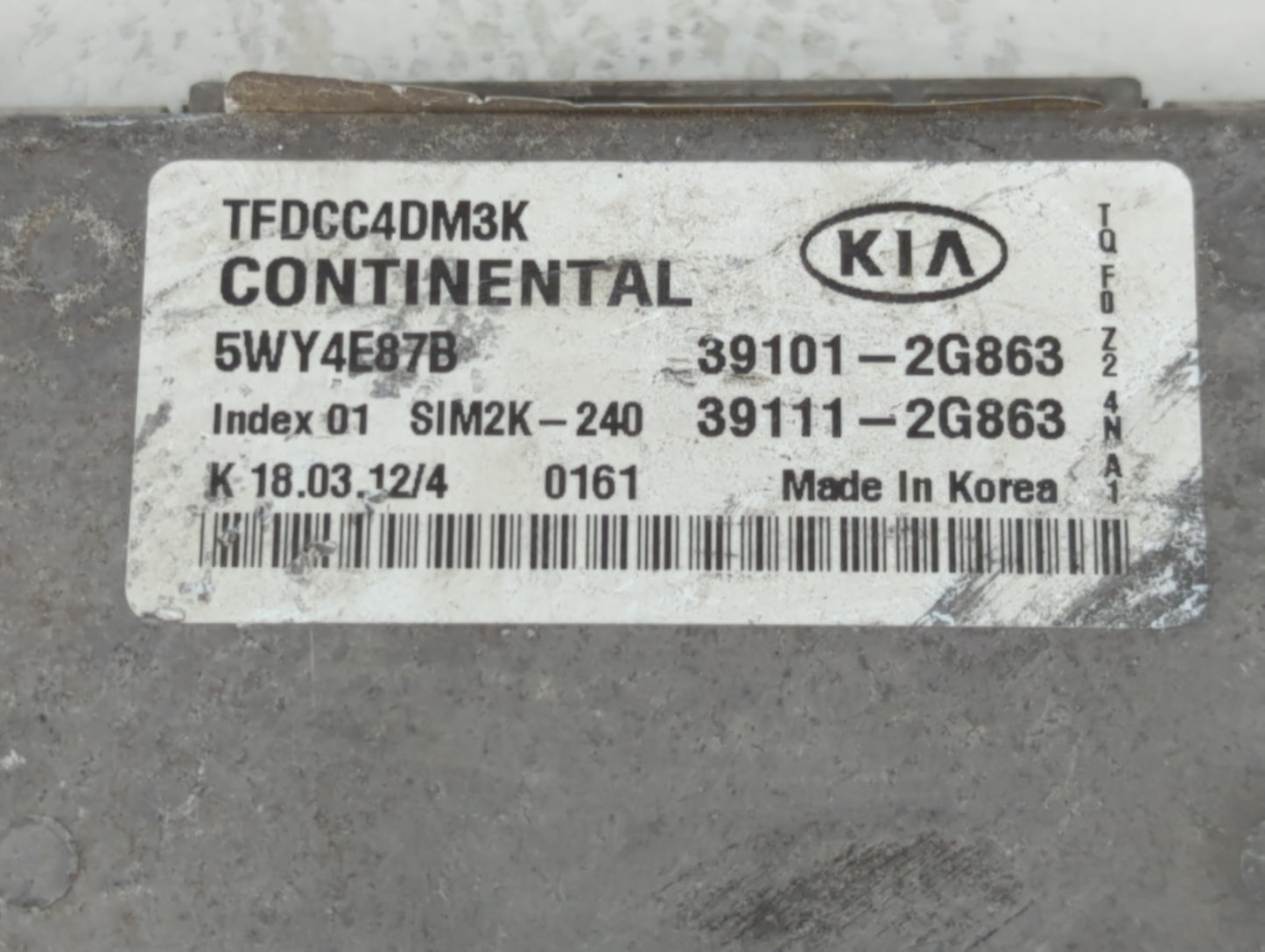 2011-2013 Kia Optima PCM Engine Control Computer ECU ECM PCU OEM P/N:39111-2G863 39101-2G863 Fits Fits 2011 2012 2013 OEM Us