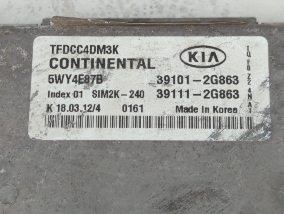 2011-2013 Kia Optima PCM Engine Control Computer ECU ECM PCU OEM P/N:39111-2G863 39101-2G863 Fits 2011 2012 2013 OEM Used Au