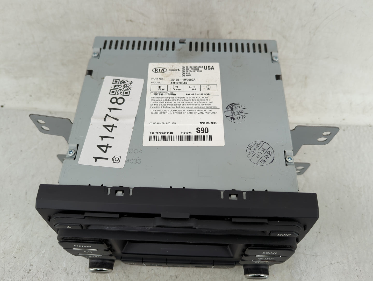 2012-2015 Kia Rio Radio AM FM Cd Player Receiver Replacement P/N:96170-1W900CA Fits Fits 2012 2013 2014 2015 OEM Used Auto P