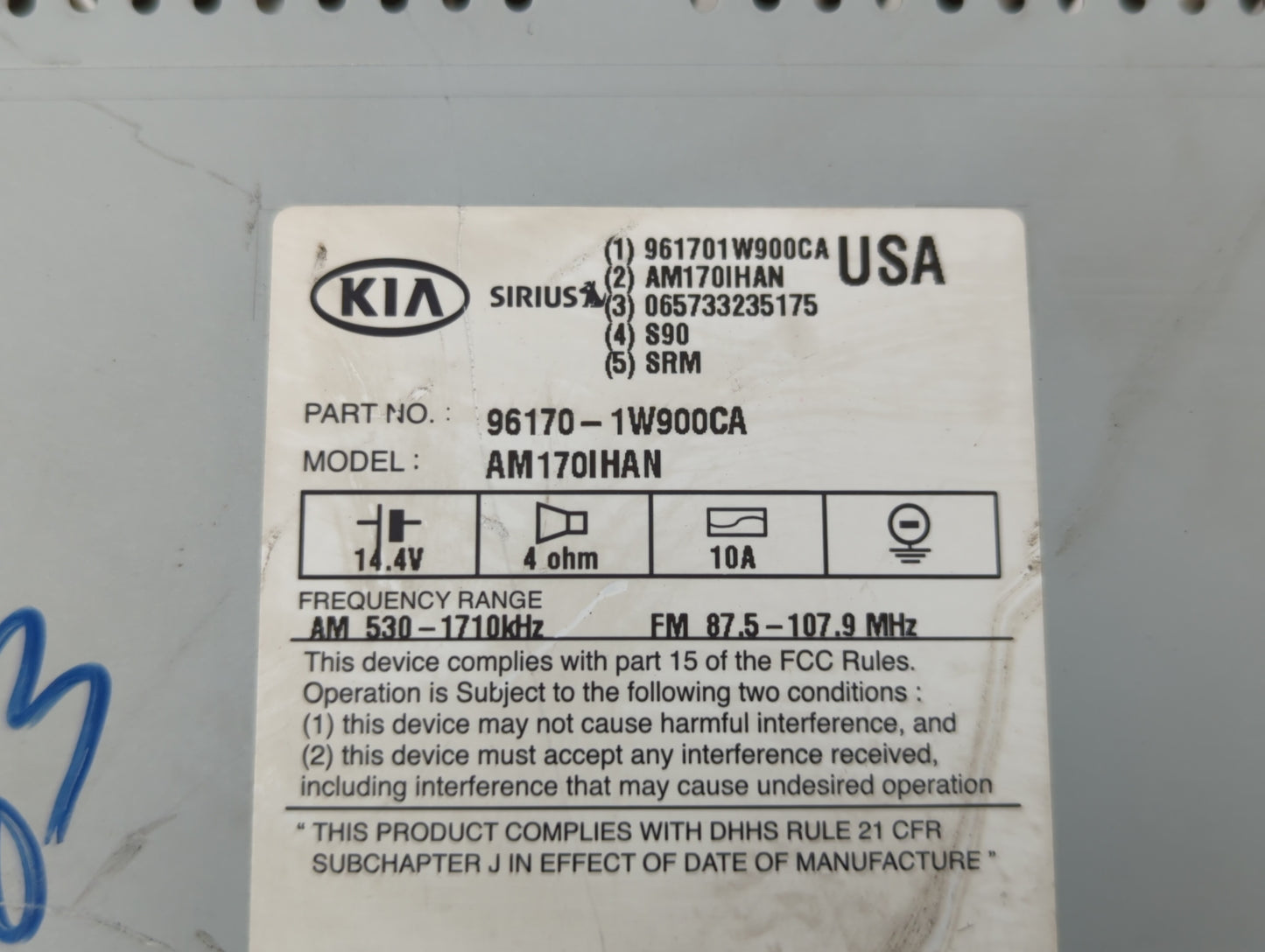 2012-2015 Kia Rio Radio AM FM Cd Player Receiver Replacement P/N:96170-1W950CA 96170-1W900CA Fits Fits 2012 2013 2014 2015 O