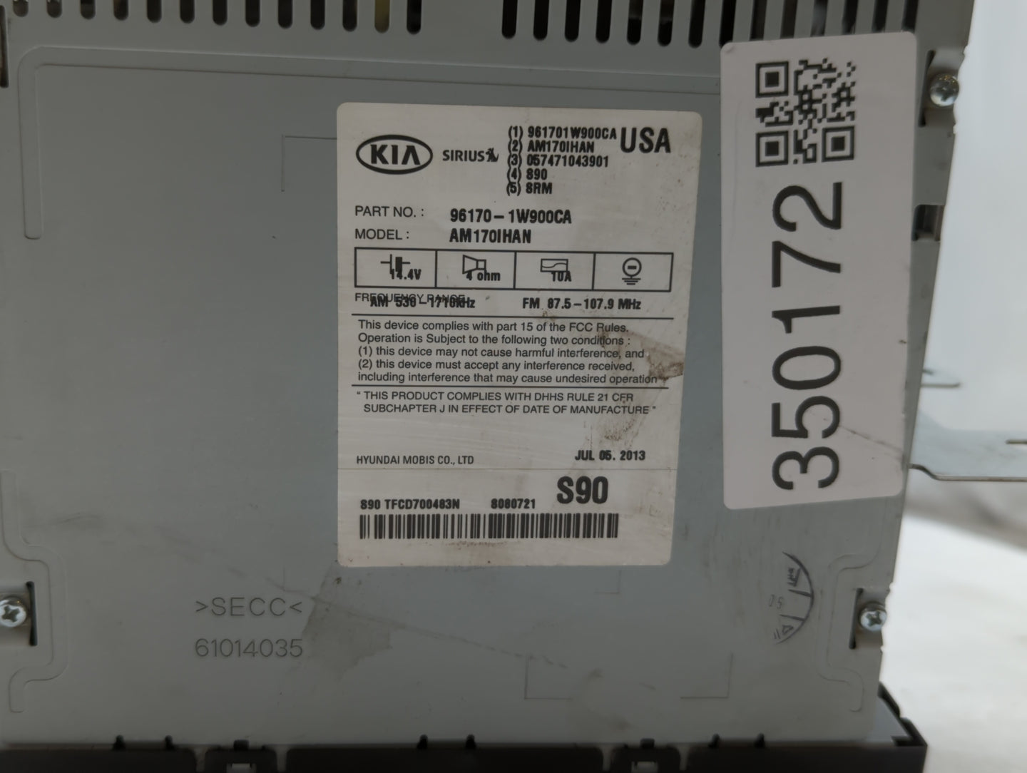 2012-2015 Kia Rio Radio AM FM Cd Player Receiver Replacement P/N:96170-1W950CA 96170-1W900CA Fits Fits 2012 2013 2014 2015 O