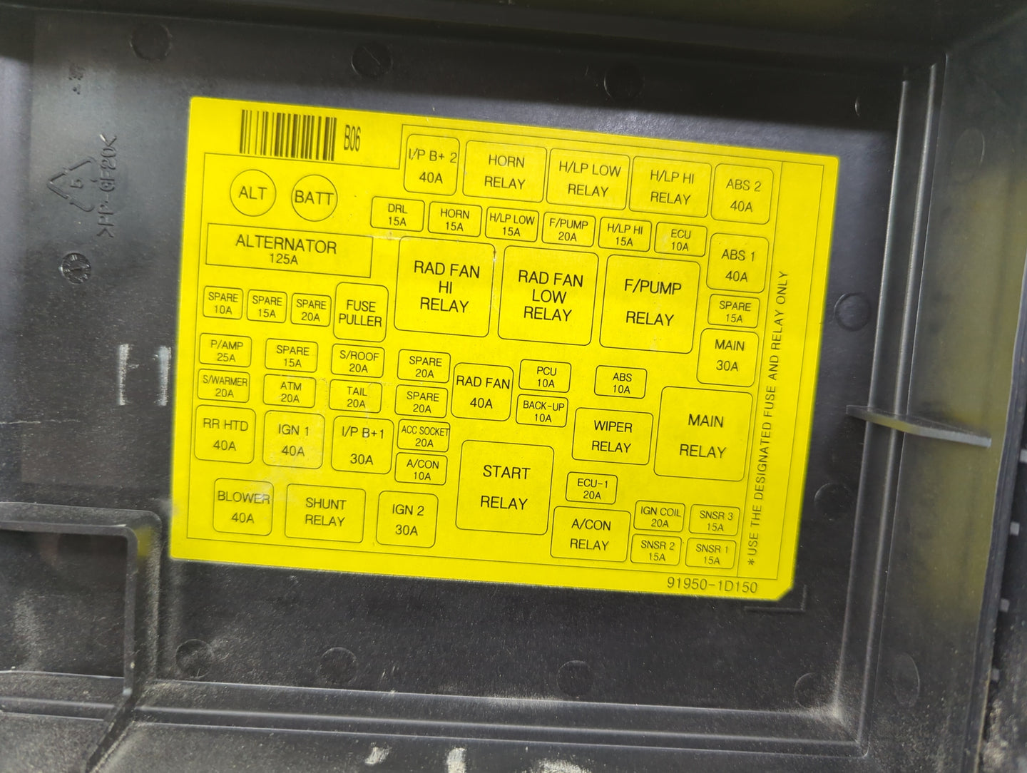 2007-2012 Kia Rondo Fusebox Fuse Box Panel Relay Module P/N:91950-1D150 Fits Fits 2007 2008 2009 2010 2011 2012 OEM Used Aut