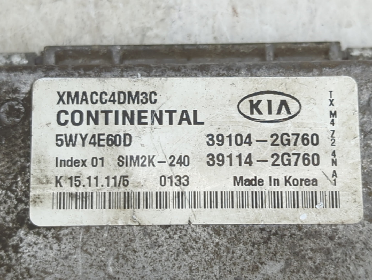 2012-2013 Kia Sorento PCM Engine Control Computer ECU ECM PCU OEM P/N:39104-2G760 39114-2G760, XMACC4DM3C Fits Fits 2012 201