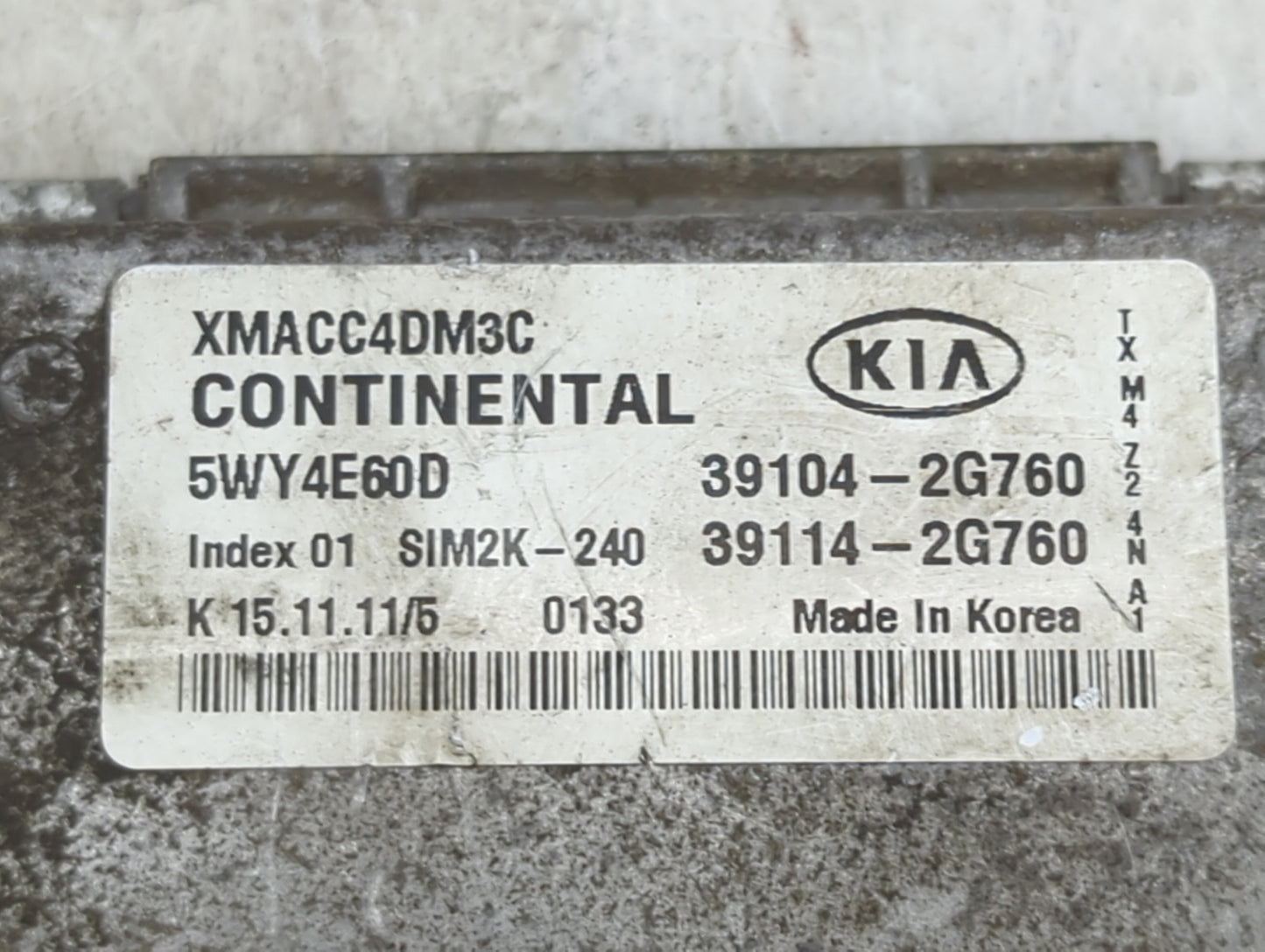 2012-2013 Kia Sorento PCM Engine Control Computer ECU ECM PCU OEM P/N:39104-2G760 39114-2G760, XMACC4DM3C Fits Fits 2012 201