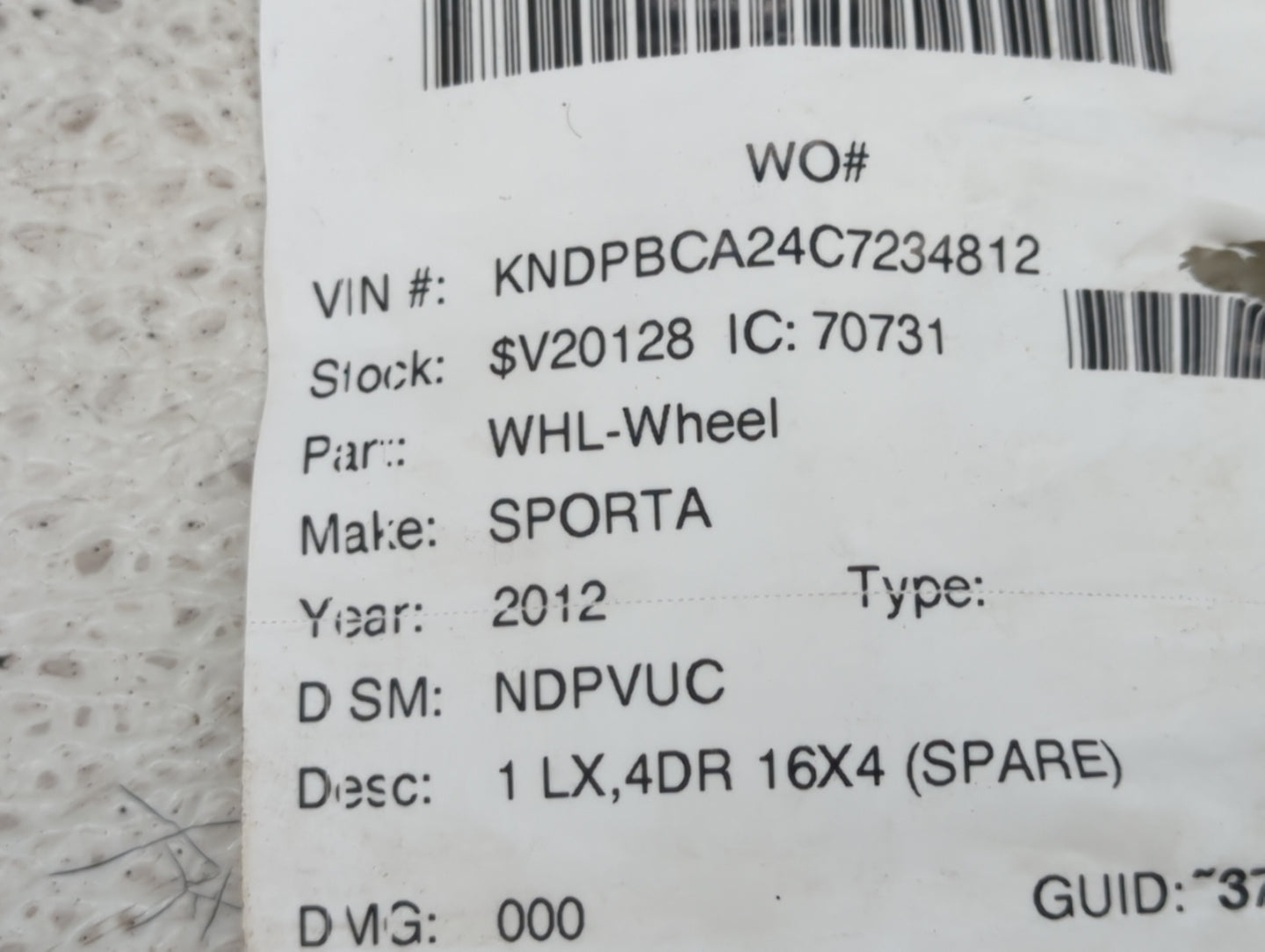 2006-2016 Kia Sportage Spare Donut Tire Wheel Rim Oem - Oemusedautoparts1.com