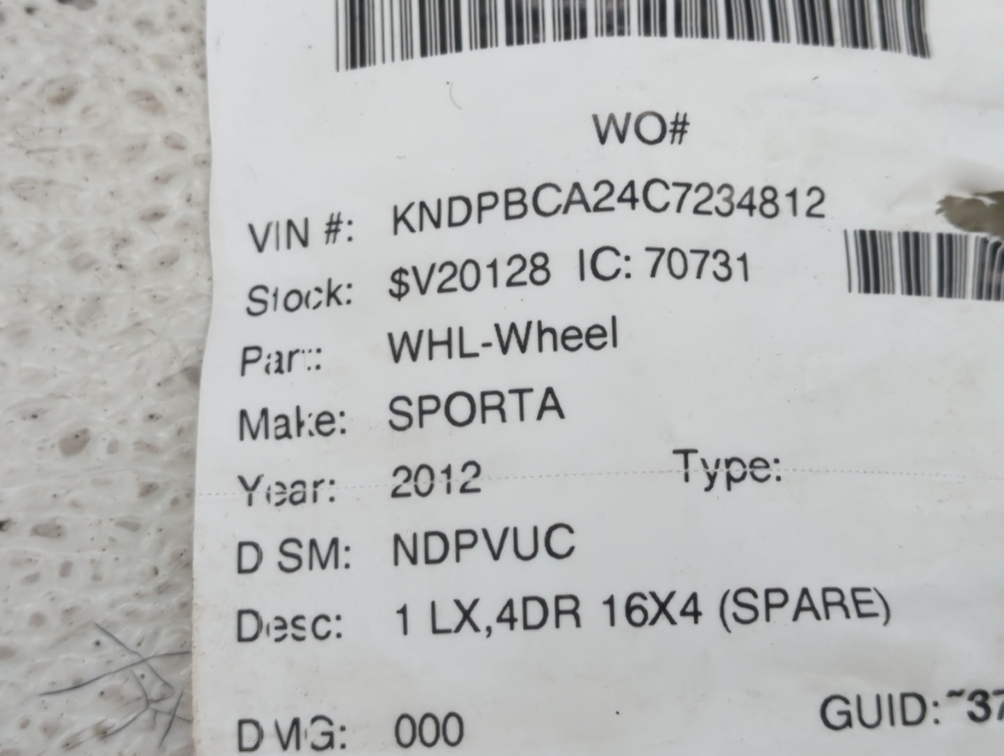 2006-2016 Kia Sportage Spare Donut Tire Wheel Rim Oem - Oemusedautoparts1.com