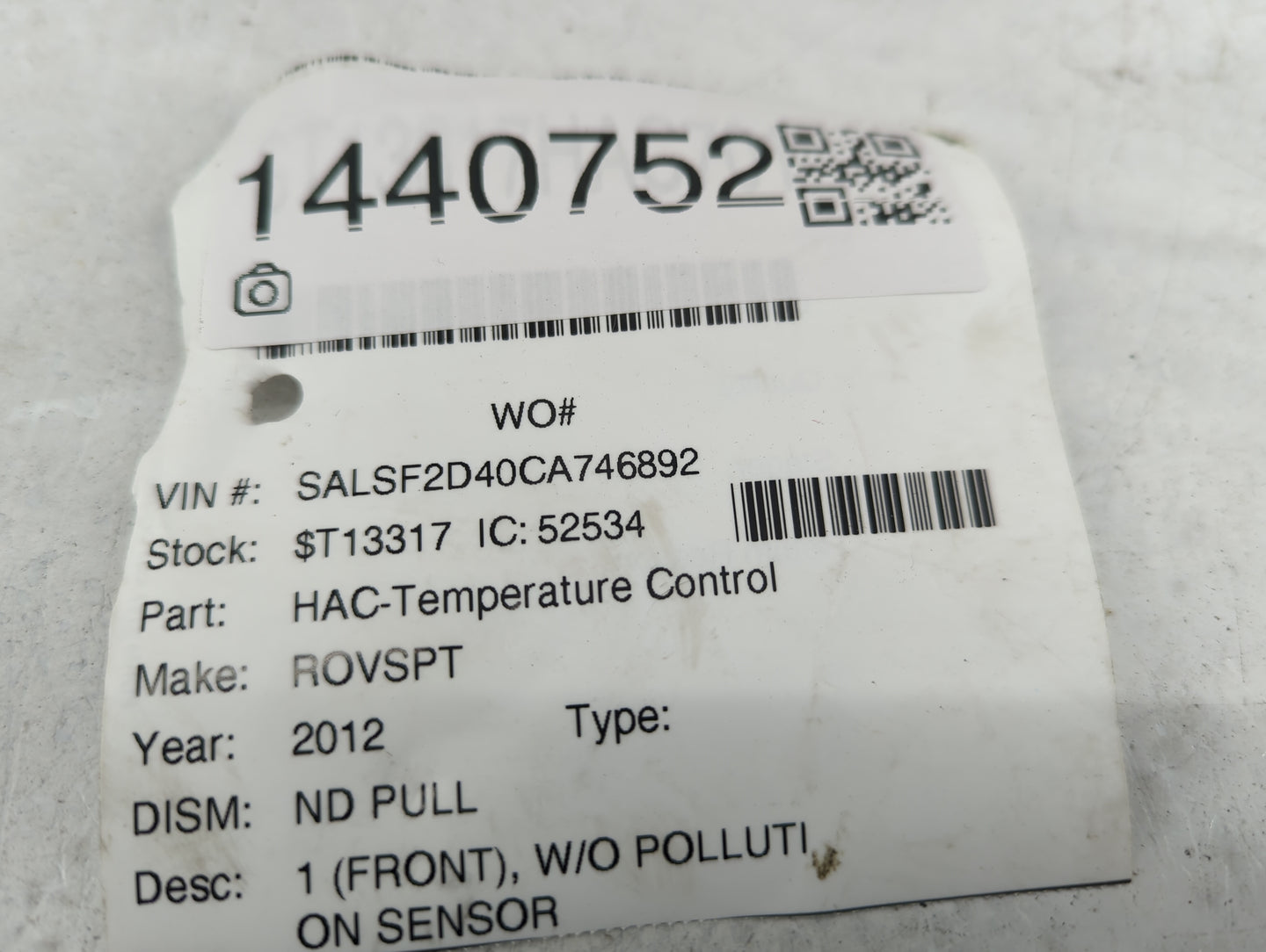 2013-2016 Land Rover Lr4 Climate Control Module Temperature AC/Heater Replacement P/N:07580-004 Fits OEM Used Auto Parts - O