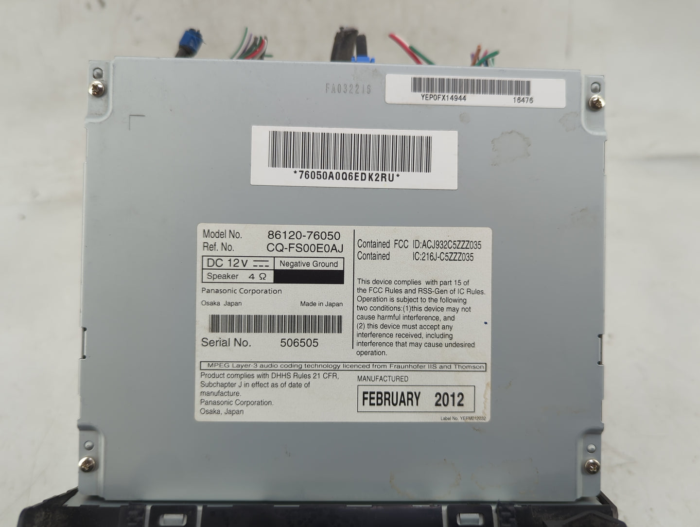 2011-2013 Lexus Ct200h Radio AM FM Cd Player Receiver Replacement P/N:86120-76050 Fits Fits 2011 2012 2013 OEM Used Auto Par