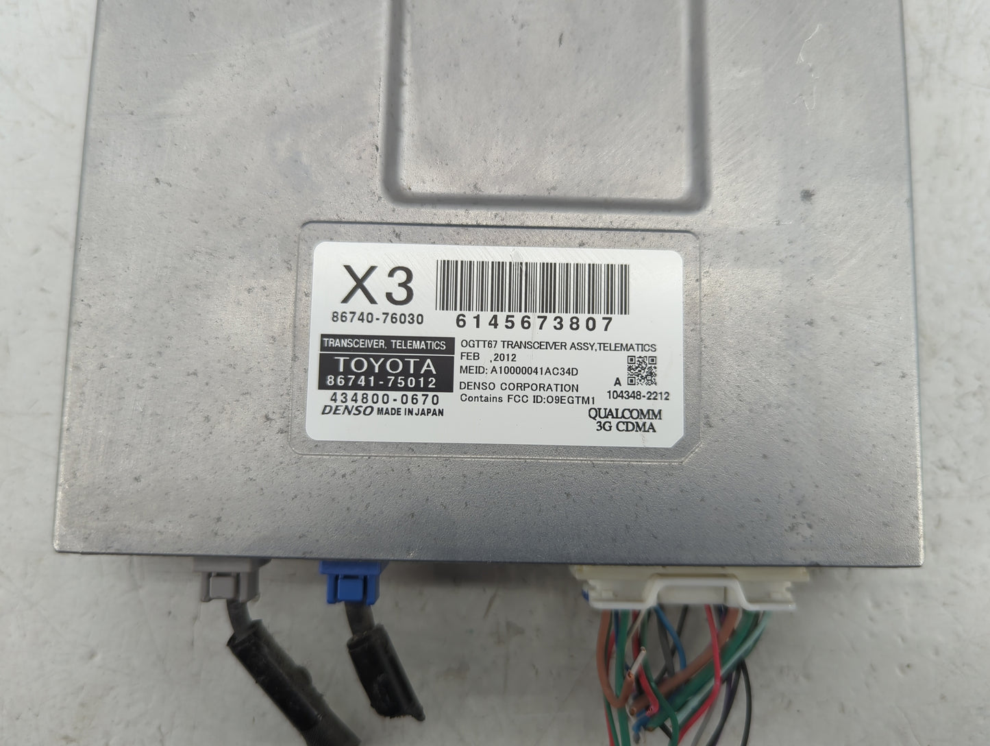 2012-2012 Lexus Ct200h Telematics Control Module 86740-76030|86741-75012 - Oemusedautoparts1.com