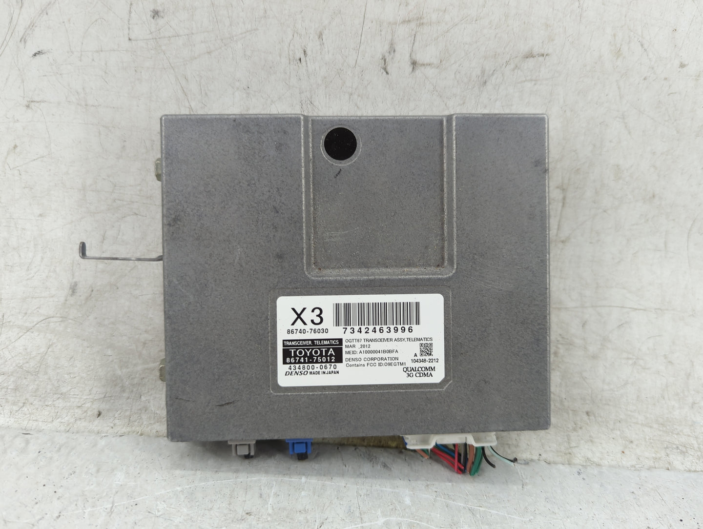 2012-2012 Lexus Ct200h Telematics Control Module 86741-75012 - Oemusedautoparts1.com