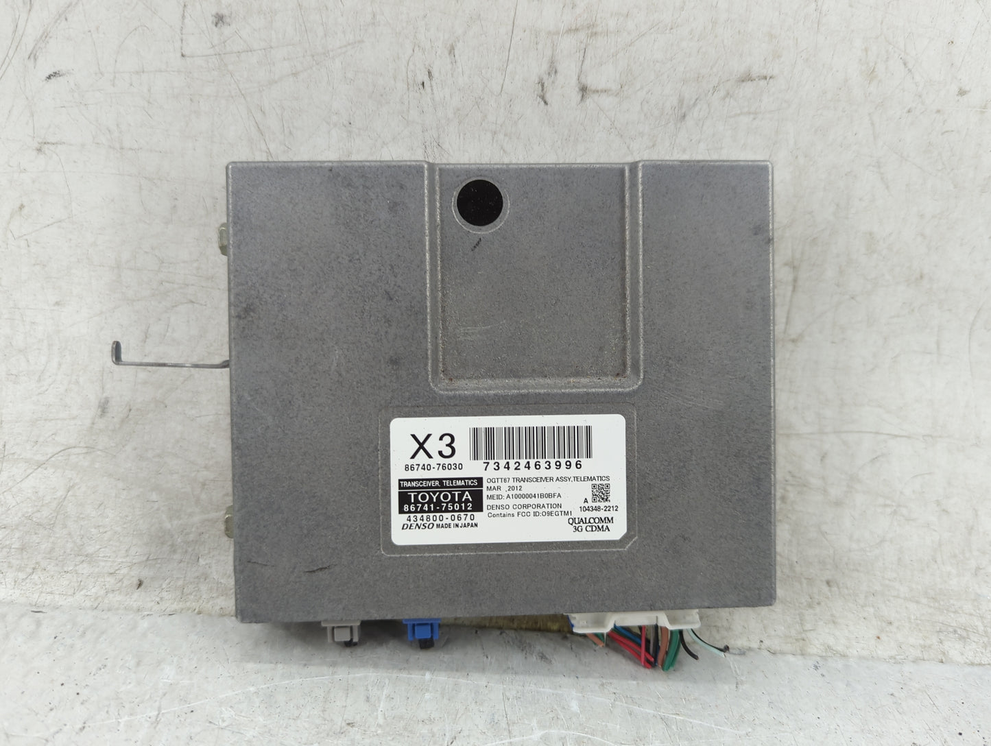 2012-2012 Lexus Ct200h Telematics Control Module 86741-75012 - Oemusedautoparts1.com