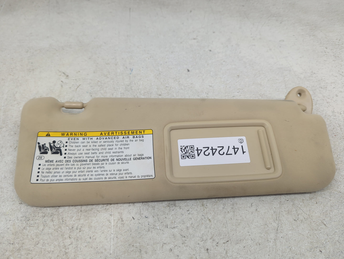 2012 Lexus Es350 Sun Visor Shade Replacement Passenger Right Mirror Fits OEM Used Auto Parts - Oemusedautoparts1.com