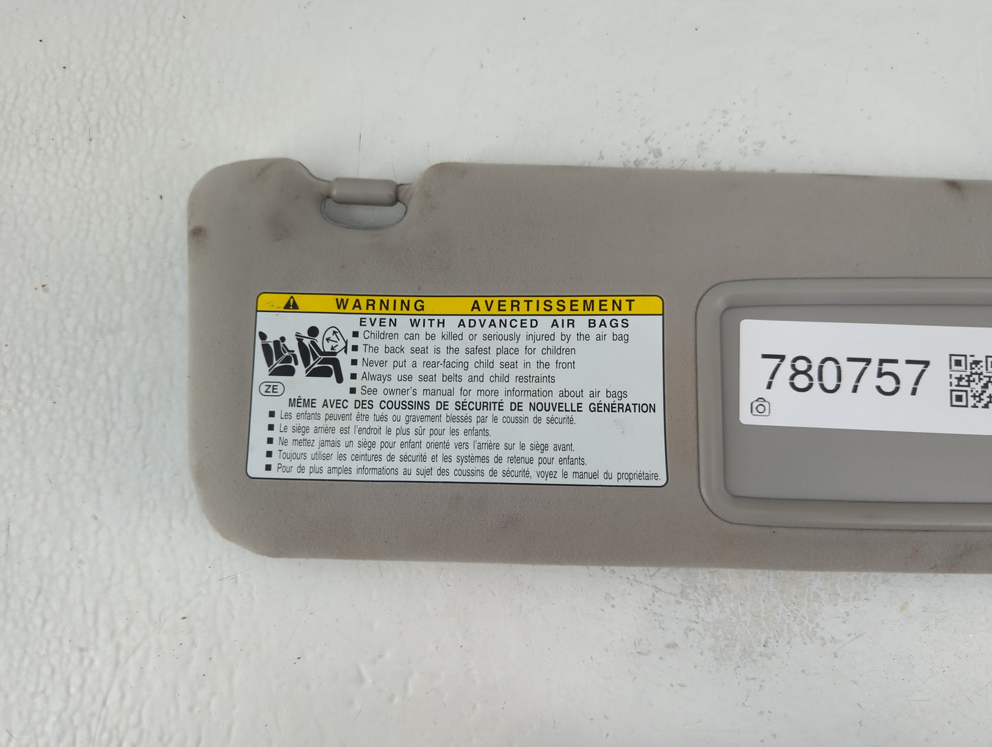 2012 Lexus Es350 Sun Visor Shade Replacement Driver Left Mirror Fits OEM Used Auto Parts - Oemusedautoparts1.com