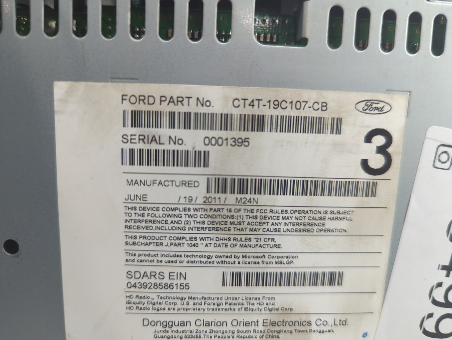 2012 Lincoln Mkx Radio AM FM Cd Player Receiver Replacement P/N:CT4T-19C107-CB Fits OEM Used Auto Parts - Oemusedautoparts1.