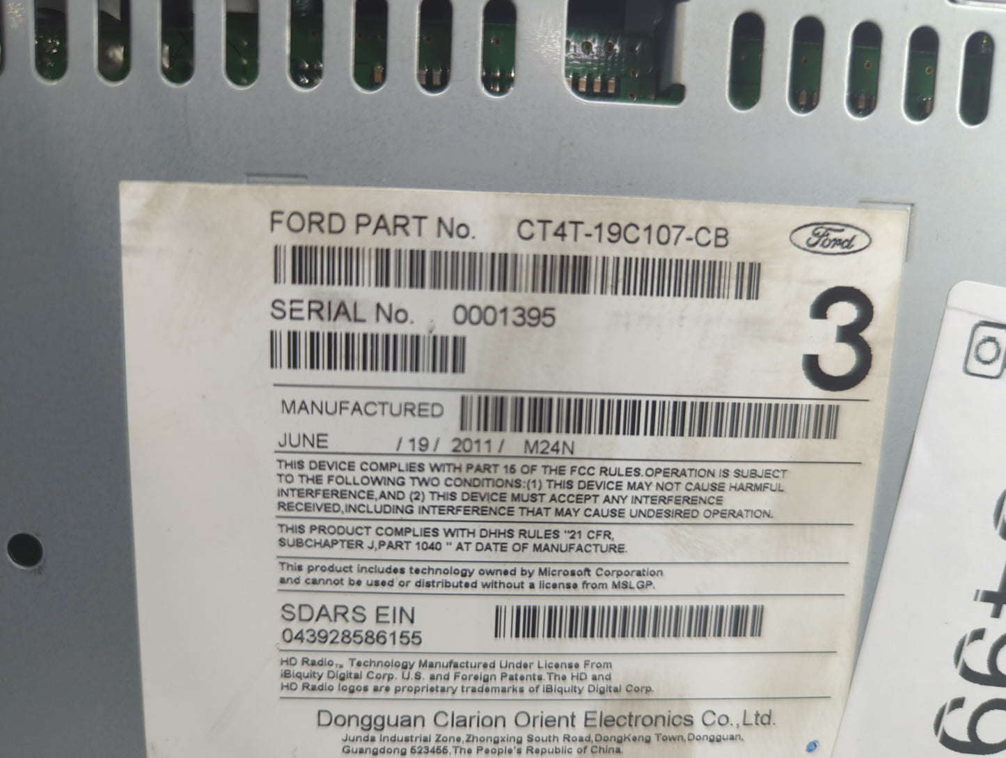 2012 Lincoln Mkx Radio AM FM Cd Player Receiver Replacement P/N:CT4T-19C107-CB Fits OEM Used Auto Parts - Oemusedautoparts1.
