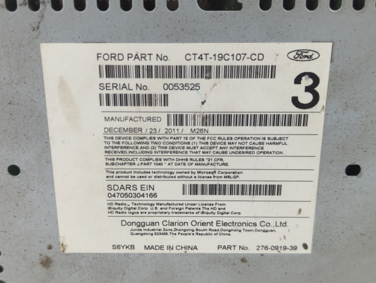 2012 Lincoln Mkx Radio AM FM Cd Player Receiver Replacement P/N:CT4T-19C107-CD Fits OEM Used Auto Parts - Oemusedautoparts1.