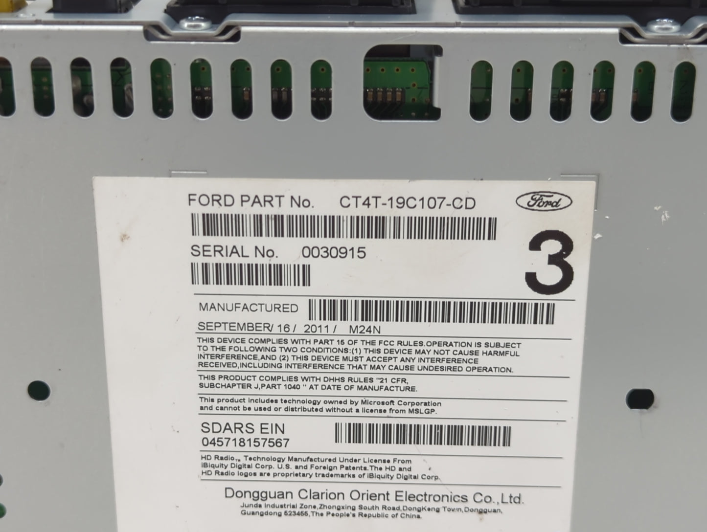 2012 Lincoln Mkx Radio AM FM Cd Player Receiver Replacement P/N:CT4T-19C107-CD Fits OEM Used Auto Parts - Oemusedautoparts1.