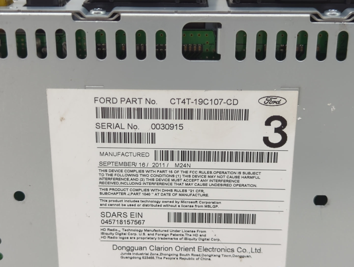 2012 Lincoln Mkx Radio AM FM Cd Player Receiver Replacement P/N:CT4T-19C107-CD Fits OEM Used Auto Parts - Oemusedautoparts1.