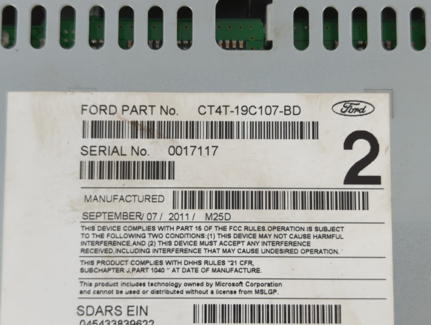 2012-2013 Lincoln Mkx Radio AM FM Cd Player Receiver Replacement P/N:CT4T-19C107-BD Fits Fits 2012 2013 OEM Used Auto Parts 