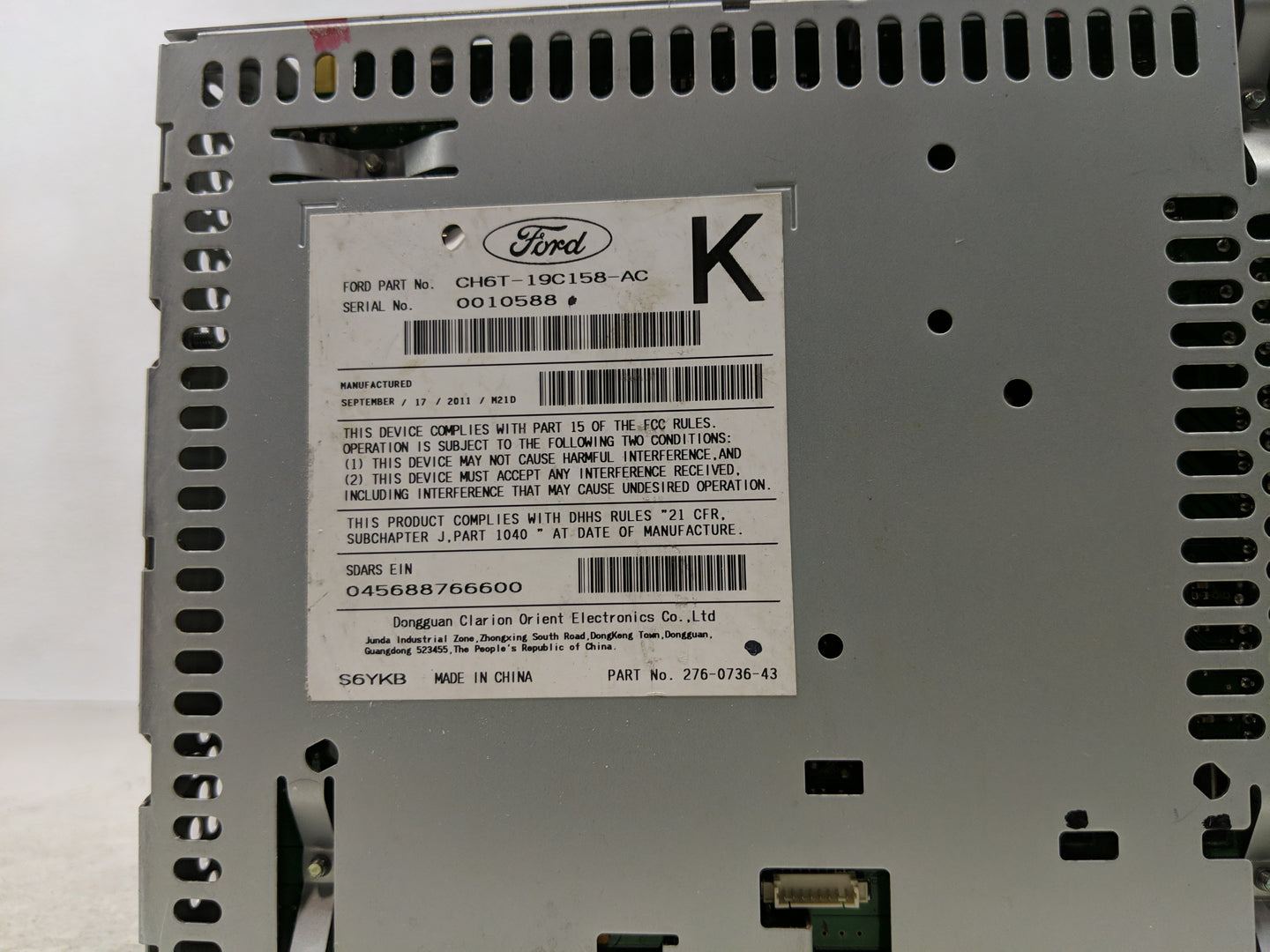 2012 Lincoln Mkz Radio AM FM Cd Player Receiver Replacement P/N:CH6T-19C158-AC Fits OEM Used Auto Parts - Oemusedautoparts1.