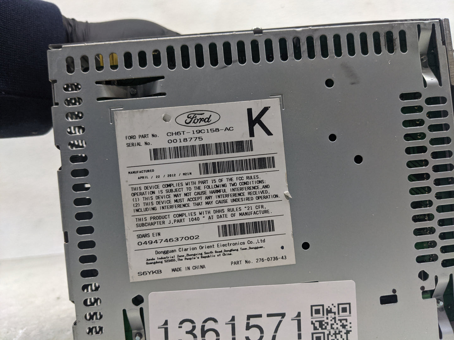 2012 Lincoln Mkz Radio AM FM Cd Player Receiver Replacement P/N:CH6T-19C158-AC Fits OEM Used Auto Parts - Oemusedautoparts1.