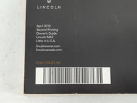 2012 Lincoln Mkz Owners Manual Book Guide P/N:CH6J 19A321 AB OEM Used Auto Parts - Oemusedautoparts1.com