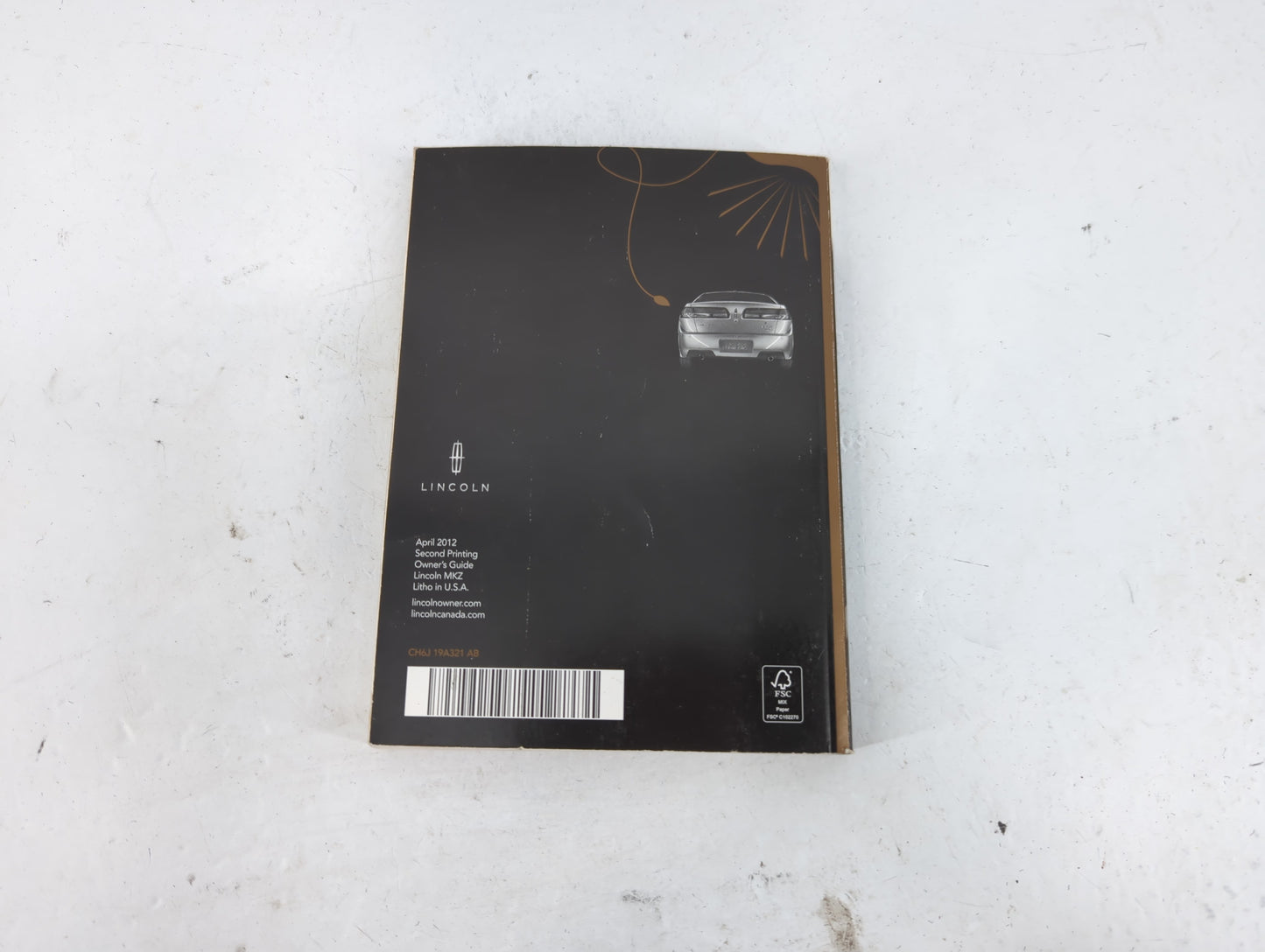 2012 Lincoln Mkz Owners Manual Book Guide P/N:CH6J 19A321 AB OEM Used Auto Parts - Oemusedautoparts1.com
