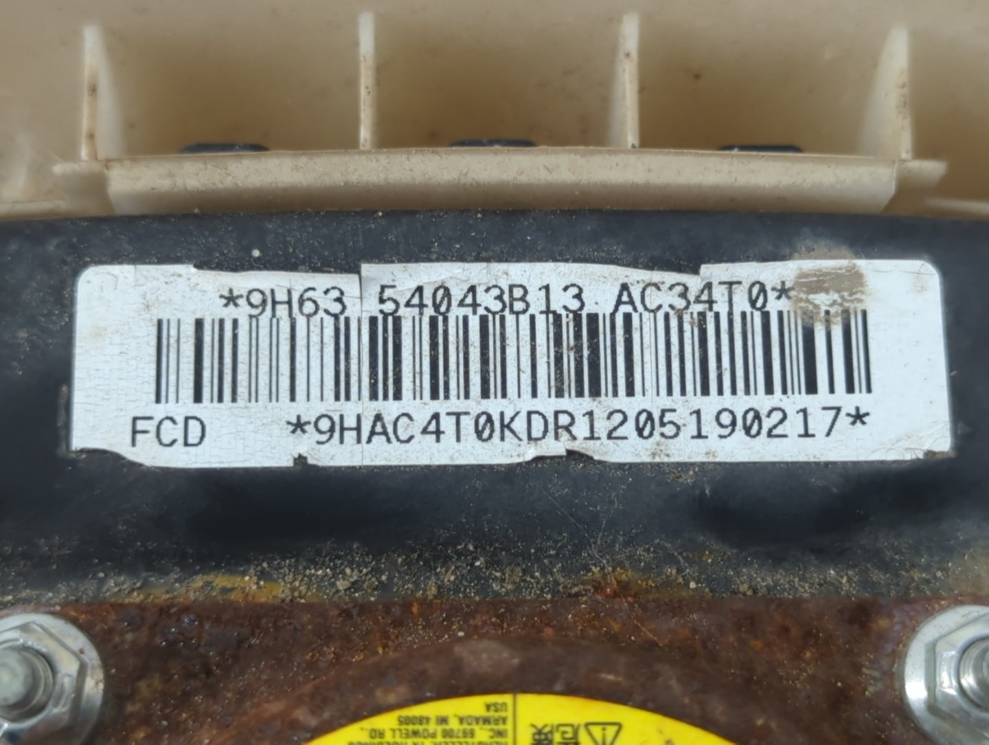 2010-2012 Lincoln Mkz Air Bag Driver Left Steering Wheel Mounted P/N:9HAC4T0KDR1205190217 54043B13 AC34T0 Fits Fits 2010 201